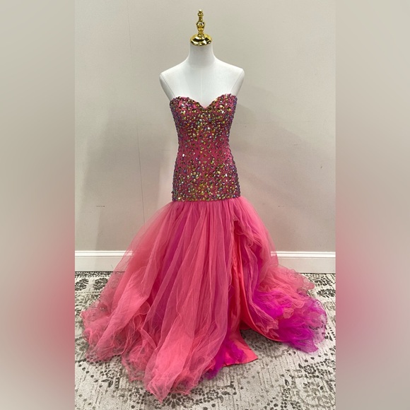 Sherri Hill Dresses & Skirts - Sherri Hill Multicolor Sequin and Pink Tulle Dress
